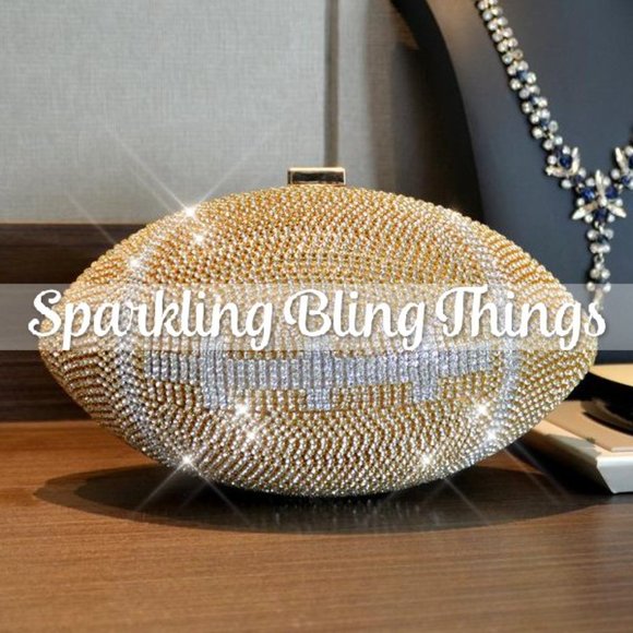 NWT Sparkling Bling Swarovski Crystal Football Clutch Purse Bag Super Bo… - Picture 7 of 17